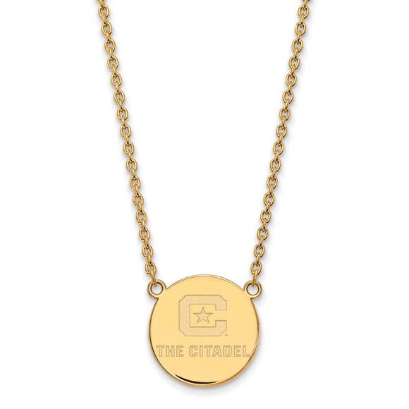14K Yellow Gold The Citadel Large Disc Necklace, 18 Inch - Picture 2 of 5